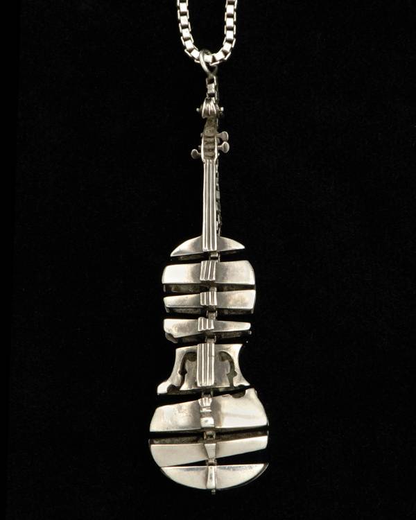 ARMAN - Silver Sliced Violin Pendant